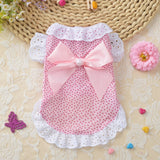 Cute Dog Dress Dog Clothes For Small Dogs Fashion Pink Red Dog Skirt Cute Sleeveless Princess Dress Puppy Pet Cat Cotton Costume