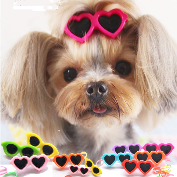Heart Glasses Pet Puppy Accessories Dog Bows  PT45 Chihuahua Poodle Cat Animals 4pcs/lot Red/Yellow/Pink/Blue/Purple Groomings